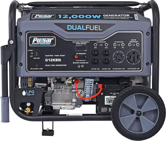 versatile 12,000W Dual Fuel Portable Generator in Space Gray with Electric Start, G12KBN